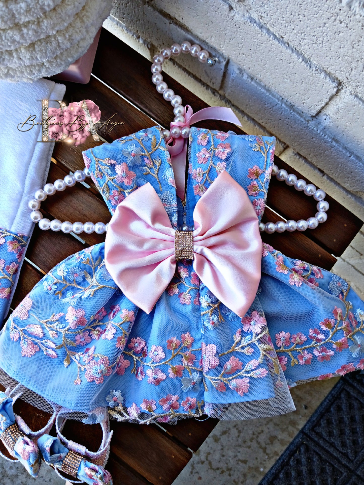 Floral pink with blue Dress