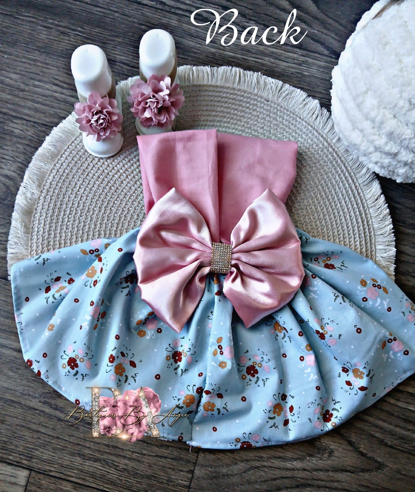 Blue Flower,pink Dress set